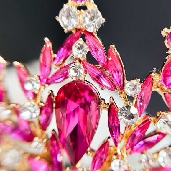 Fuchsia Gemstone Crown, Birthday Tiara, Wedding Headband, Prom Crown, Gold Tiara main image 6